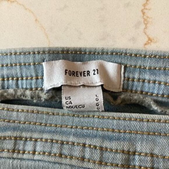 Forever 21 Two Tone Denim Bustier Crop Top Sz L - Picture 2 of 6